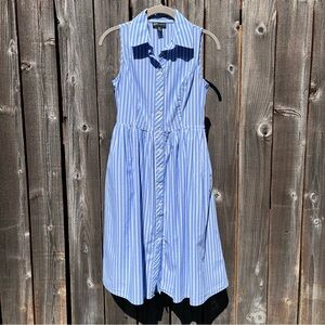 Jones New York blue and white striped sleeveless midi dress 2